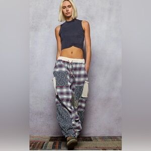 POL Highland Muse Plaid Patchwork Joggers Size Large Oversized 12-16